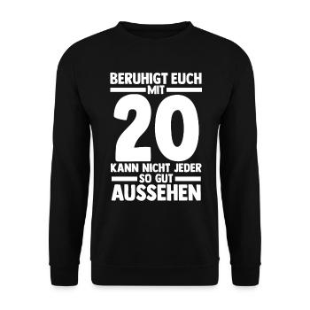 Zwanzig 20 Jahre Zwanzigster Geburtstag - Unisex Pullover - Schwarz - Vorne - Alina (178cm) & Michal (187cm)