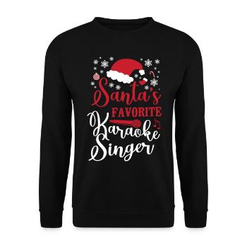 Chanteur de karaoké Noël Père Noël - Sweat-shirt Unisexe - noir - Devant - Alina (178cm) & Michal (187cm)