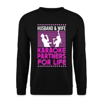 Chanteur de karaoké Mari Femme - Sweat-shirt Unisexe - noir - Devant - Alina (178cm) & Michal (187cm)