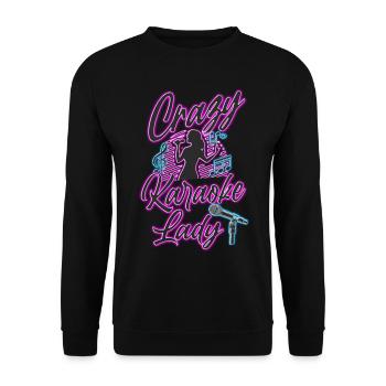 Karaoke Singer 80s Retro Crazy - Unisex Pullover - Schwarz - Vorne - Alina (178cm) & Michal (187cm)