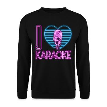 Karaoke Singer Heart 80s Retro I - Unisex Sweatshirt - black - Front - Alina (178cm) & Michal (187cm)
