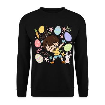 Dabbing Boy Colorful Eggs Easter Costume Holida - Unisex Sweatshirt - black - Front - Alina (178cm) & Michal (187cm)