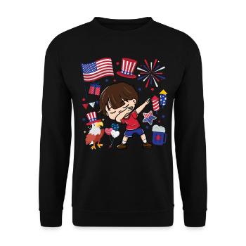 Dabbing Boy 4. Juli Unabhängigkeitstag - Unisex Pullover - Schwarz - Vorne - Alina (178cm) & Michal (187cm)