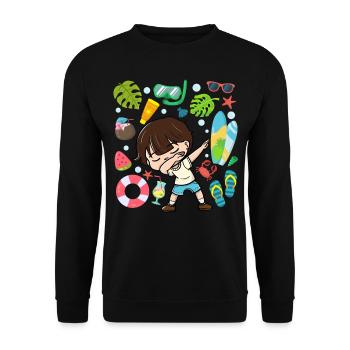 Dabbing Boy Beach Lifestyle Sommerzeit Gemäßigte - Unisex Pullover - Schwarz - Vorne - Alina (178cm) & Michal (187cm)