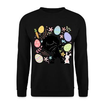 Silhouette Young Colorful Eggs Easter Costume Holiday - Unisex Sweatshirt - black - Front - Alina (178cm) & Michal (187cm)
