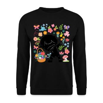 Silhouette Dabbing Boy Hippie Bouquet Spring - Unisex Sweatshirt - black - Front - Alina (178cm) & Michal (187cm)