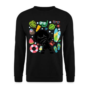 Silhouette Dabbing Boy Sommerzeit Strand Stil - Unisex Pullover - Schwarz - Vorne - Alina (178cm) & Michal (187cm)