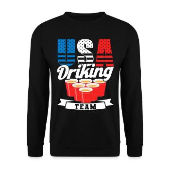 Usa Drinking Team - Unisex Sweatshirt - black - Front - Alina (178cm) & Michal (187cm)