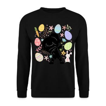 Silhouette Girl Colorful Eggs Easter Costume - Unisex Sweatshirt - black - Front - Alina (178cm) & Michal (187cm)
