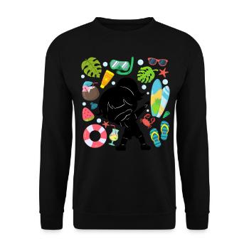 Silhouette Dabbing Girl Sommerzeit Strand Stil - Unisex Pullover - Schwarz - Vorne - Alina (178cm) & Michal (187cm)