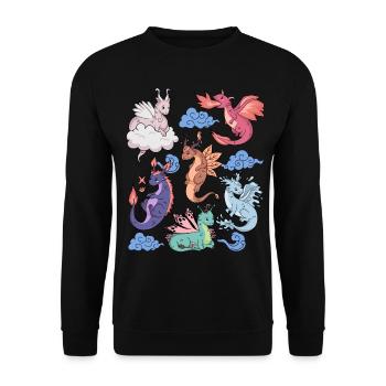Flight of Dragons Mignon Élémentaire Mythique - Sweat-shirt Unisexe - noir - Devant - Alina (178cm) & Michal (187cm)