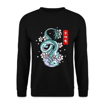 Japanischer Erddrache Elementarer Mythos - Unisex Pullover - Schwarz - Vorne - Alina (178cm) & Michal (187cm)