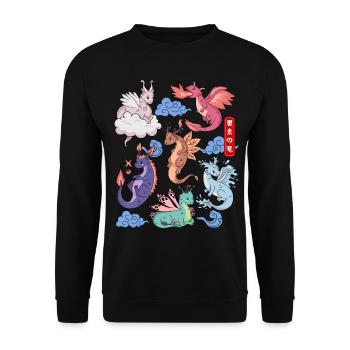 Flight of Dragons Mignon Élémentaire Mythique - Sweat-shirt Unisexe - noir - Devant - Alina (178cm) & Michal (187cm)