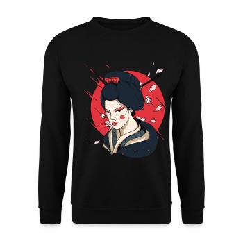 Nippon Sun Sakura Tokyo Japan Japanische Geisha - Unisex Pullover - Schwarz - Vorne - Alina (178cm) & Michal (187cm)