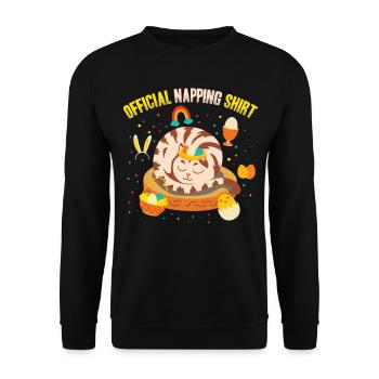 Official Napping Shirt Sleepy Cat Easter - Unisex Sweatshirt - black - Front - Alina (178cm) & Michal (187cm)