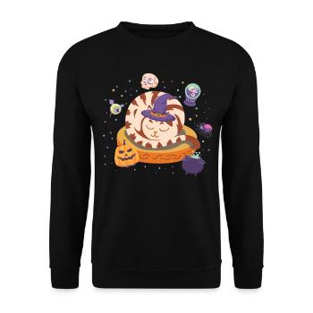 Spooky Pumpkin Sleepy Holiday Cat Halloween - Unisex Sweatshirt - black - Front - Alina (178cm) & Michal (187cm)