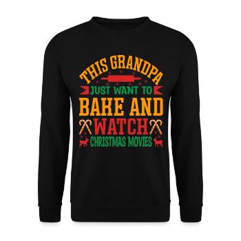 Christmas baking with grandpa grandfather - Unisex Sweatshirt - black - Front - Alina (178cm) & Michal (187cm)