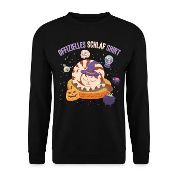Official Sleep Shirt Sleepy Holiday Cat - Unisex Sweatshirt - black - Front - Alina (178cm) & Michal (187cm)