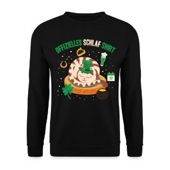 Official Sleep Shirt Sleepy Cat St. Patrick's - Unisex Sweatshirt - black - Front - Alina (178cm) & Michal (187cm)