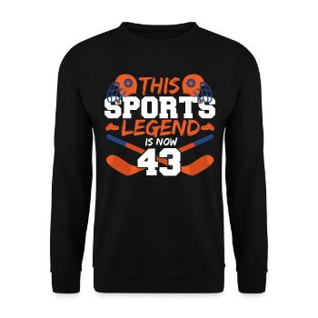 Diese Sportlegende Ist Jetzt 43, Eishockeyspiel - Unisex Pullover - Schwarz - Vorne - Alina (178cm) & Michal (187cm)
