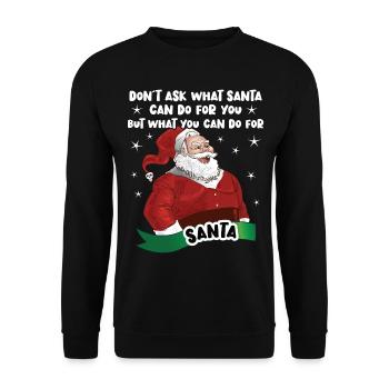 What Santa Can Do For You, Dirty Santa - Unisex Sweatshirt - black - Front - Alina (178cm) & Michal (187cm)