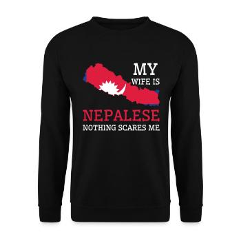 Nichts macht mir Angst Nepalesische Frau Nepal - Unisex Pullover - Schwarz - Vorne - Alina (178cm) & Michal (187cm)