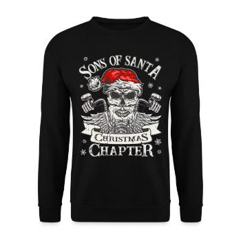 Biker Sons Of Santa - Viking Motorrad Weihnachten - Unisex Pullover - Schwarz - Vorne - Alina (178cm) & Michal (187cm)