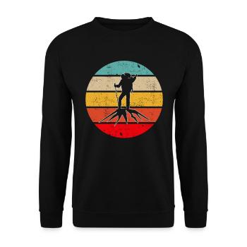 Bergsteigen Retro - Unisex Pullover - Schwarz - Vorne - Alina (178cm) & Michal (187cm)