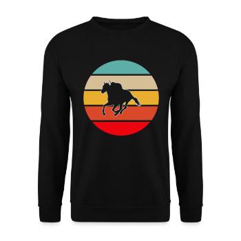 Pferd Retro - Unisex Pullover - Schwarz - Vorne - Alina (178cm) & Michal (187cm)