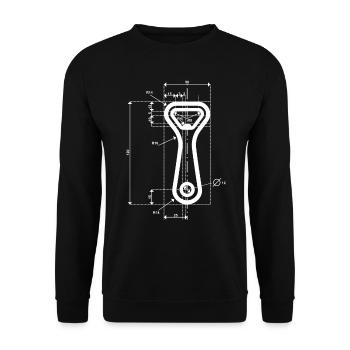 Technical drawing bottle opener - Unisex Sweatshirt - black - Front - Alina (178cm) & Michal (187cm)
