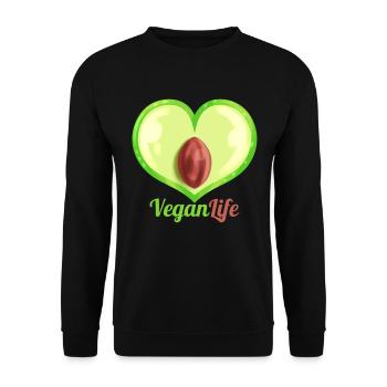 Heart Shaped Aubergine - Vegan Life - Go Vegan - Unisex Pullover - Schwarz - Vorne - Alina (178cm) & Michal (187cm)