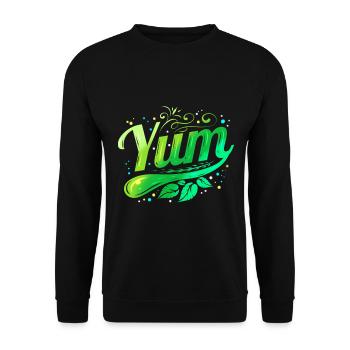 Green Leaves Yum Logo for Vegetarian - Go Vegan - Unisex Pullover - Schwarz - Vorne - Alina (178cm) & Michal (187cm)