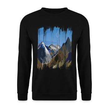 MOUNTAIN LANDSCAPE WITH BRUSHSTROKES - Unisex Sweatshirt - black - Front - Alina (178cm) & Michal (187cm)