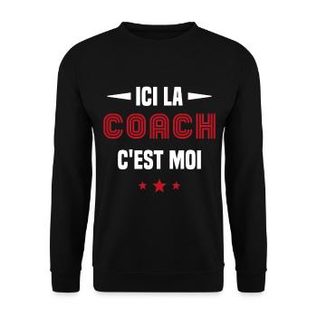 Ici La Coach C'est moi - Sweat-shirt Unisexe - noir - Devant - Alina (178cm) & Michal (187cm)