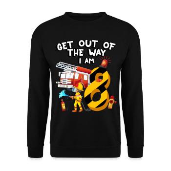 Fire engine firefighting I am 8 years old - Unisex Sweatshirt - black - Front - Alina (178cm) & Michal (187cm)