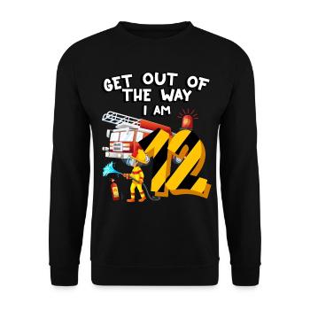 Fire Truck Fire Fighting I am 12 years old - Unisex Sweatshirt - black - Front - Alina (178cm) & Michal (187cm)