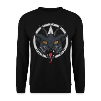 Demonic Horned Cat, Creepy - Unisex Sweatshirt - black - Front - Alina (178cm) & Michal (187cm)