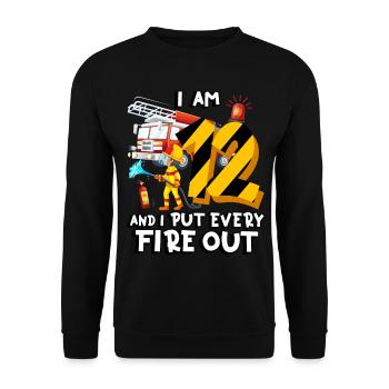 Pompier Pompiers J’ai 12 ans - Sweat-shirt Unisexe - noir - Devant - Alina (178cm) & Michal (187cm)