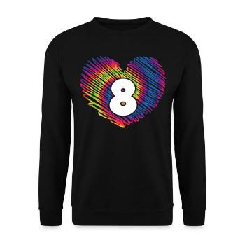 8. Geburtstag Herz Tie Dye | Tie Dye Themed - Unisex Pullover - Schwarz - Vorne - Alina (178cm) & Michal (187cm)
