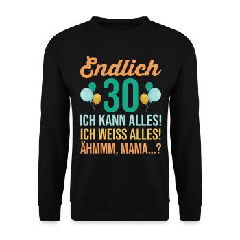 Dreißig 30 Jahre Dreißigster Geburtstag - Unisex Pullover - Schwarz - Vorne - Alina (178cm) & Michal (187cm)