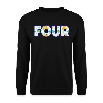 Four Years Colorful Dinosaur Flock 4th Birthday - Unisex Sweatshirt - black - Front - Alina (178cm) & Michal (187cm)