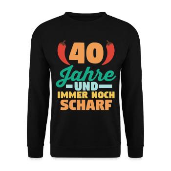 Vierzig Vierzigster 40 Jahre Geburtstag - Unisex Pullover - Schwarz - Vorne - Alina (178cm) & Michal (187cm)