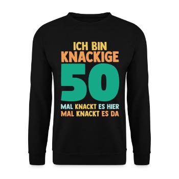 Fünfzig 50 Jahre Fünfzigster Geburtstag - Unisex Pullover - Schwarz - Vorne - Alina (178cm) & Michal (187cm)