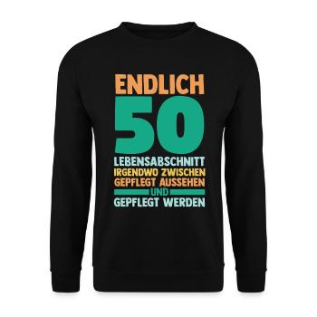 Fünfzig Fünfzigster 50 Jahre Geburtstag - Unisex Pullover - Schwarz - Vorne - Alina (178cm) & Michal (187cm)