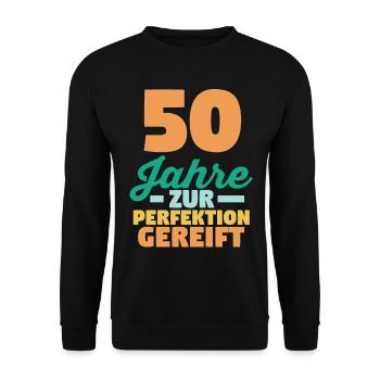 Fünfzig Fünfzigster 50 Jahre Geburtstag - Unisex Pullover - Schwarz - Vorne - Alina (178cm) & Michal (187cm)