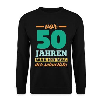Fünfzig 50 Jahre Fünfzigster Geburtstag - Unisex Pullover - Schwarz - Vorne - Alina (178cm) & Michal (187cm)