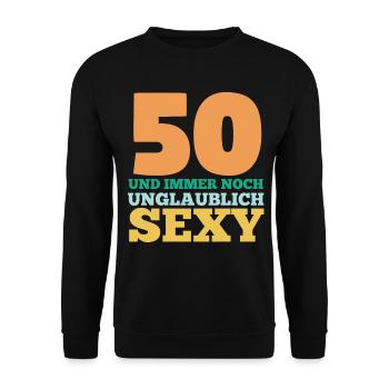 Fünfzig 50 Jahre Fünfzigster Geburtstag - Unisex Pullover - Schwarz - Vorne - Alina (178cm) & Michal (187cm)