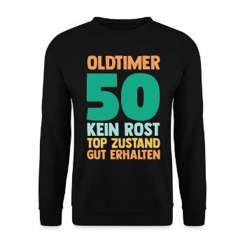 Fünfzig 50 Jahre Fünfzigster Geburtstag - Unisex Pullover - Schwarz - Vorne - Alina (178cm) & Michal (187cm)