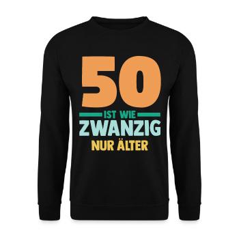 Fünfzig 50 Jahre Fünfzigster Geburtstag - Unisex Pullover - Schwarz - Vorne - Alina (178cm) & Michal (187cm)