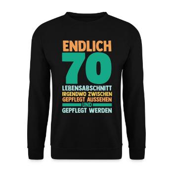 Siebzig Siebzigster 70 Jahre Geburtstag - Unisex Pullover - Schwarz - Vorne - Alina (178cm) & Michal (187cm)